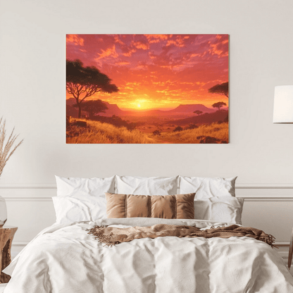 African Savannah Golden Dusk - Nature Wall Art - Aestheticanvas