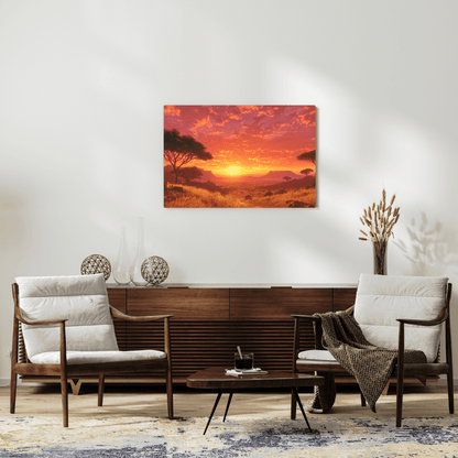 African Savannah Golden Dusk - Nature Wall Art - Aestheticanvas