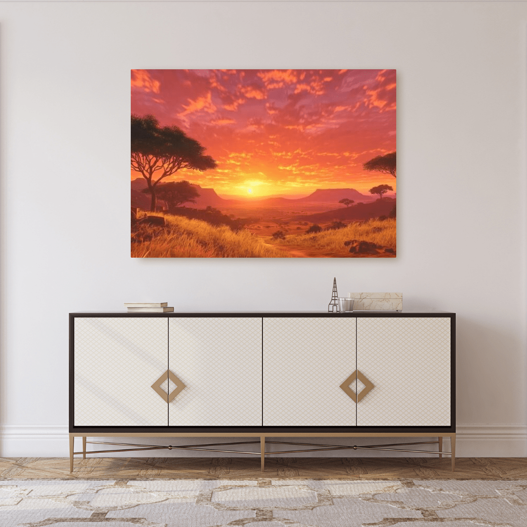 African Savannah Golden Dusk - Nature Wall Art - Aestheticanvas