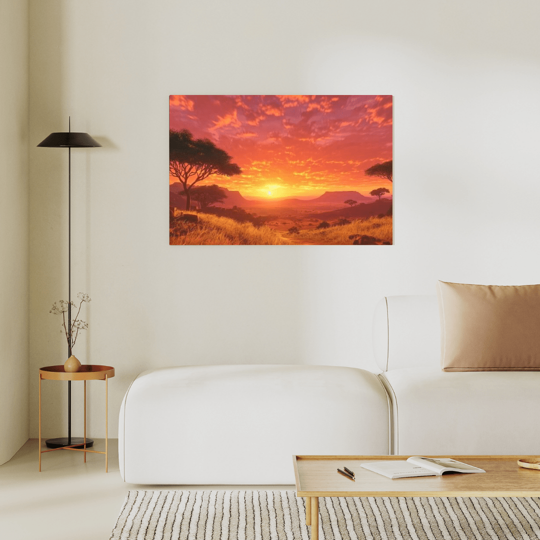 African Savannah Golden Dusk - Nature Wall Art - Aestheticanvas