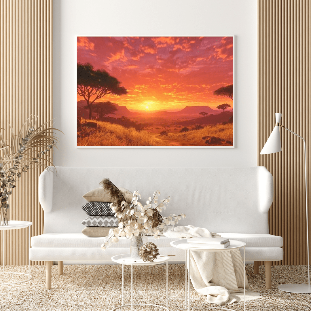 African Savannah Golden Dusk - Nature Wall Art - Aestheticanvas