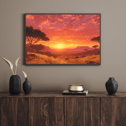 African Savannah Golden Dusk - Nature Wall Art - Aestheticanvas