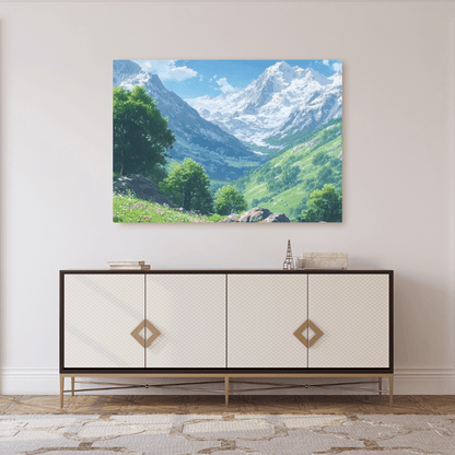 Alpine Tranquility Landscape - Mountain Wall Art - Aestheticanvas