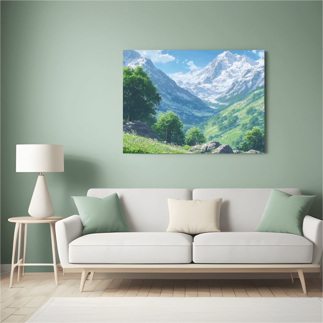 Alpine Tranquility Landscape - Mountain Wall Art - Aestheticanvas