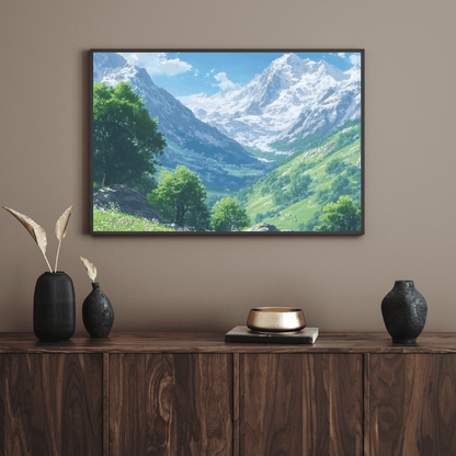 Alpine Tranquility Landscape - Mountain Wall Art - Aestheticanvas