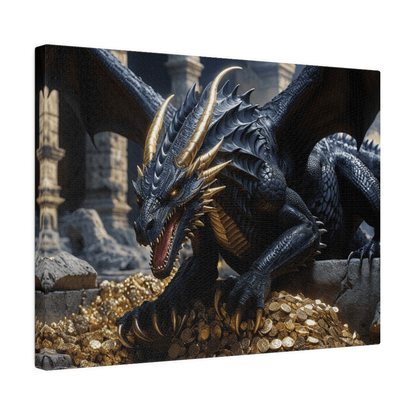 Ancient Dragon Protecting Gold - Dragon Wall Art - Aestheticanvas