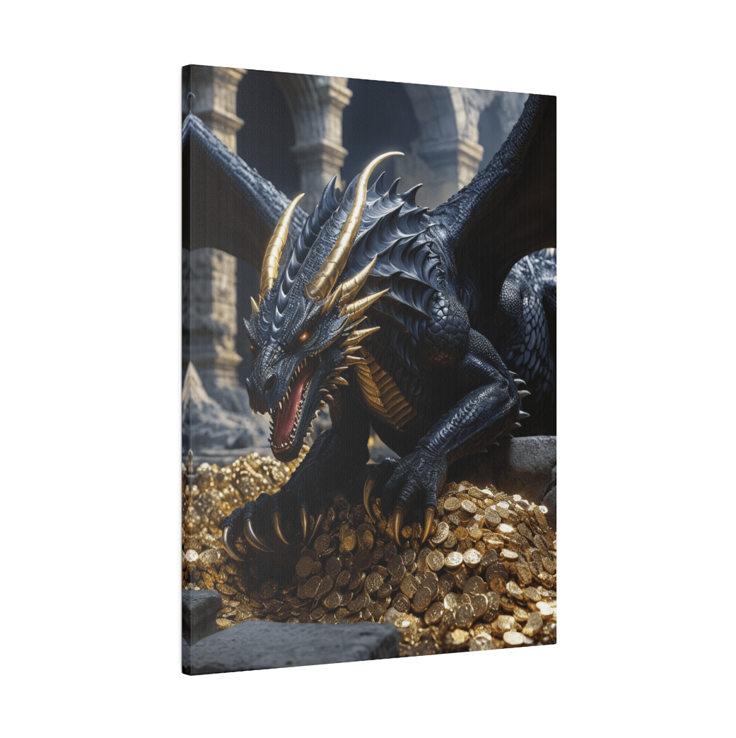 Ancient Dragon Protecting Gold - Dragon Wall Art - Aestheticanvas