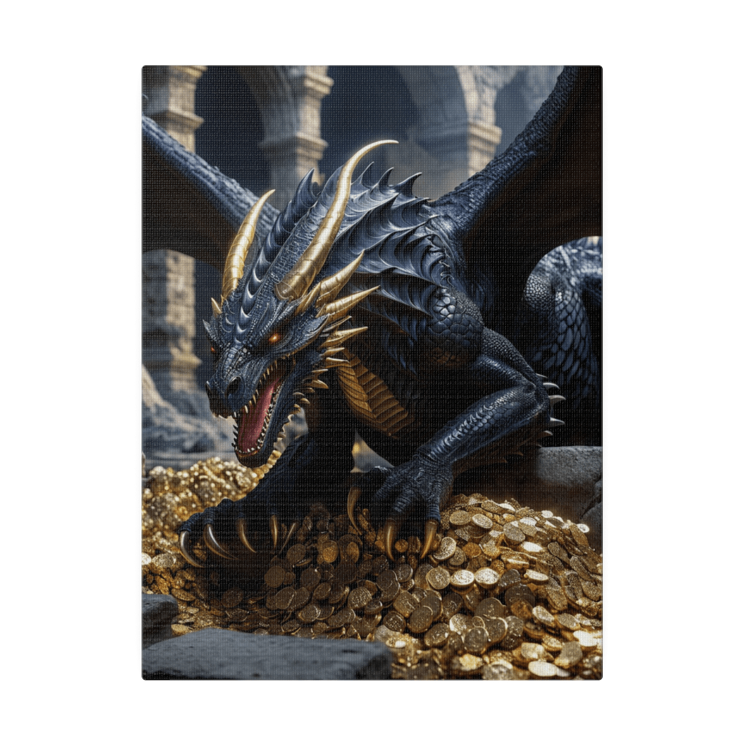 Ancient Dragon Protecting Gold - Dragon Wall Art - Aestheticanvas