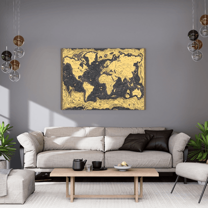 Artistic World Map Illustration - Map Wall Art - Aestheticanvas