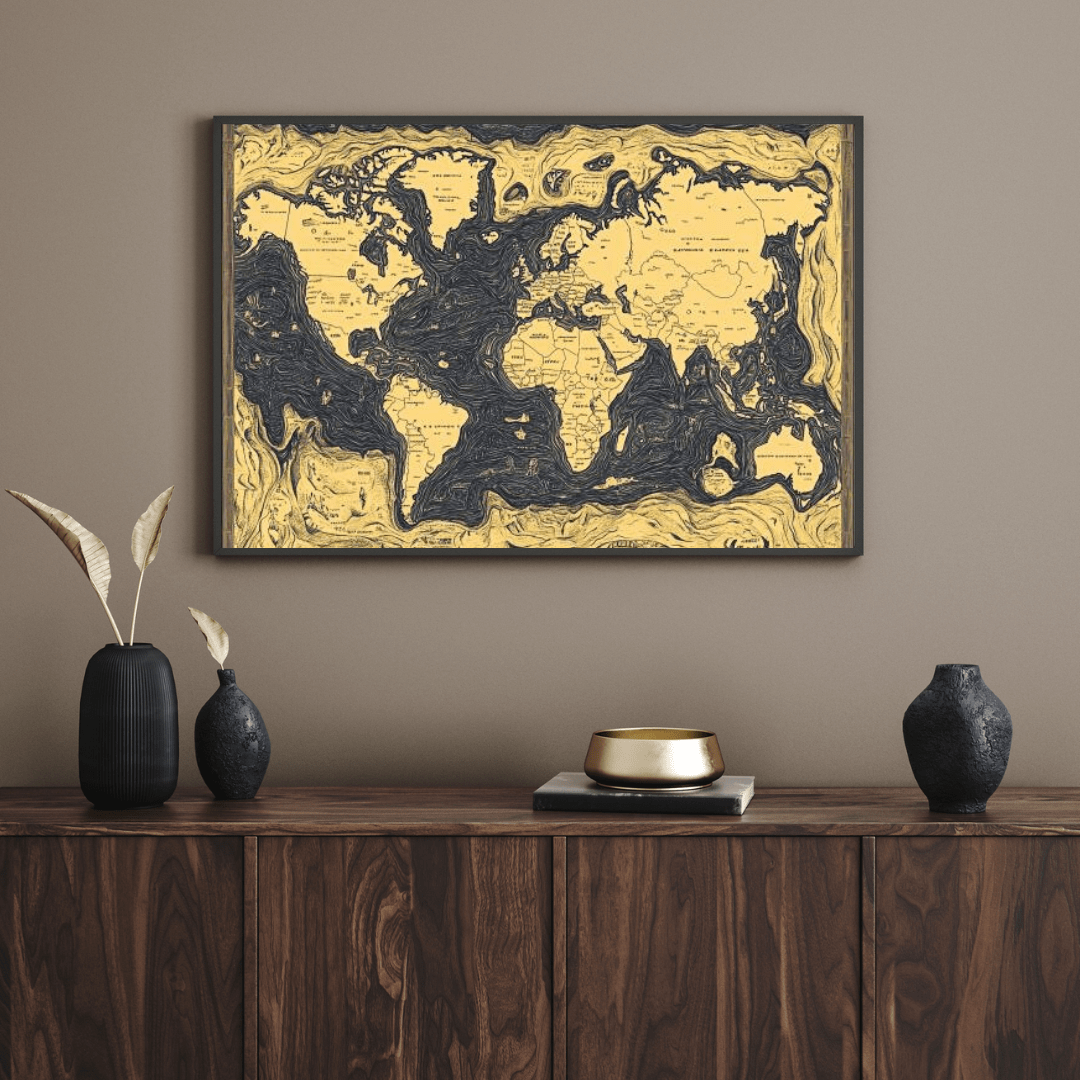 Artistic World Map Illustration - Map Wall Art - Aestheticanvas