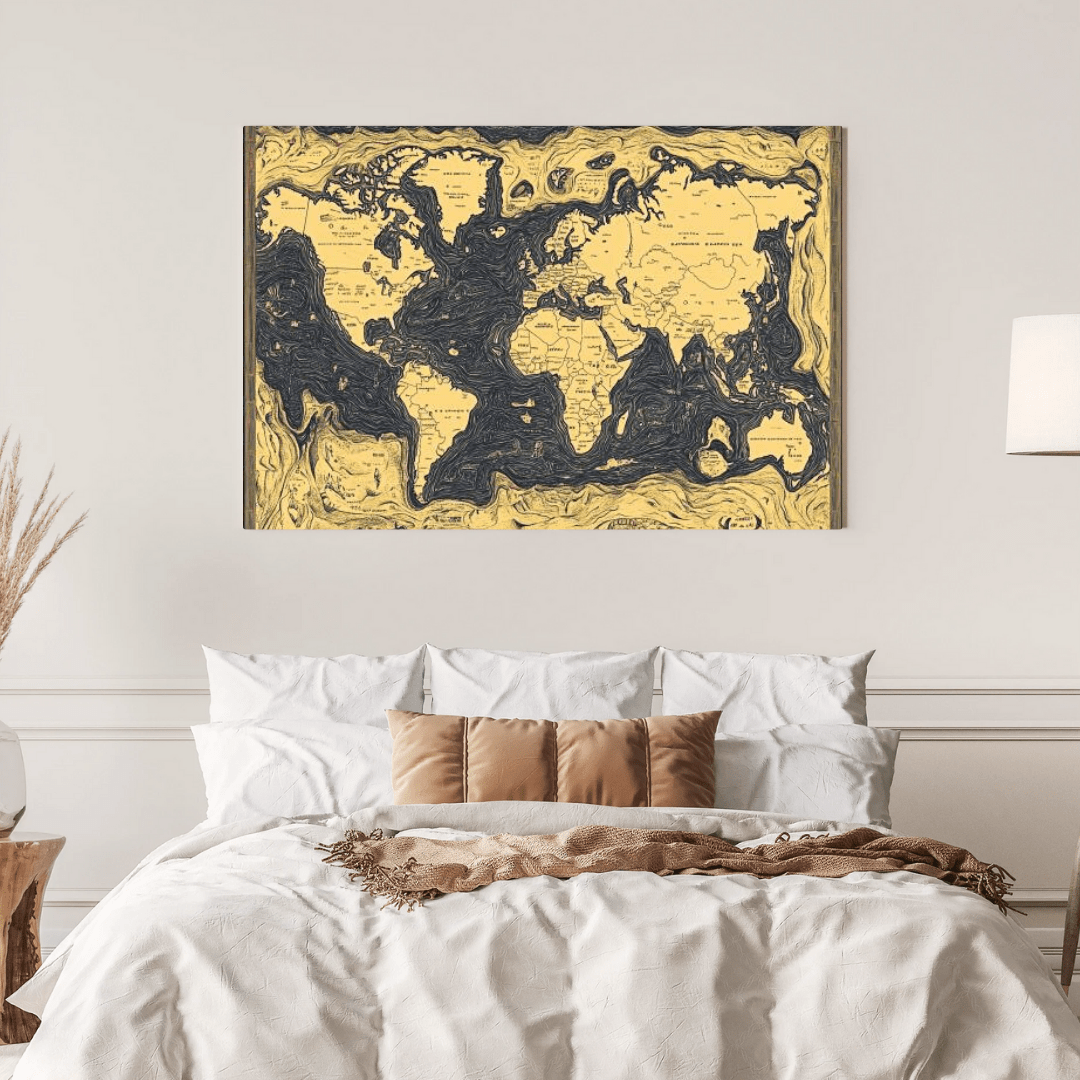 Artistic World Map Illustration - Map Wall Art - Aestheticanvas