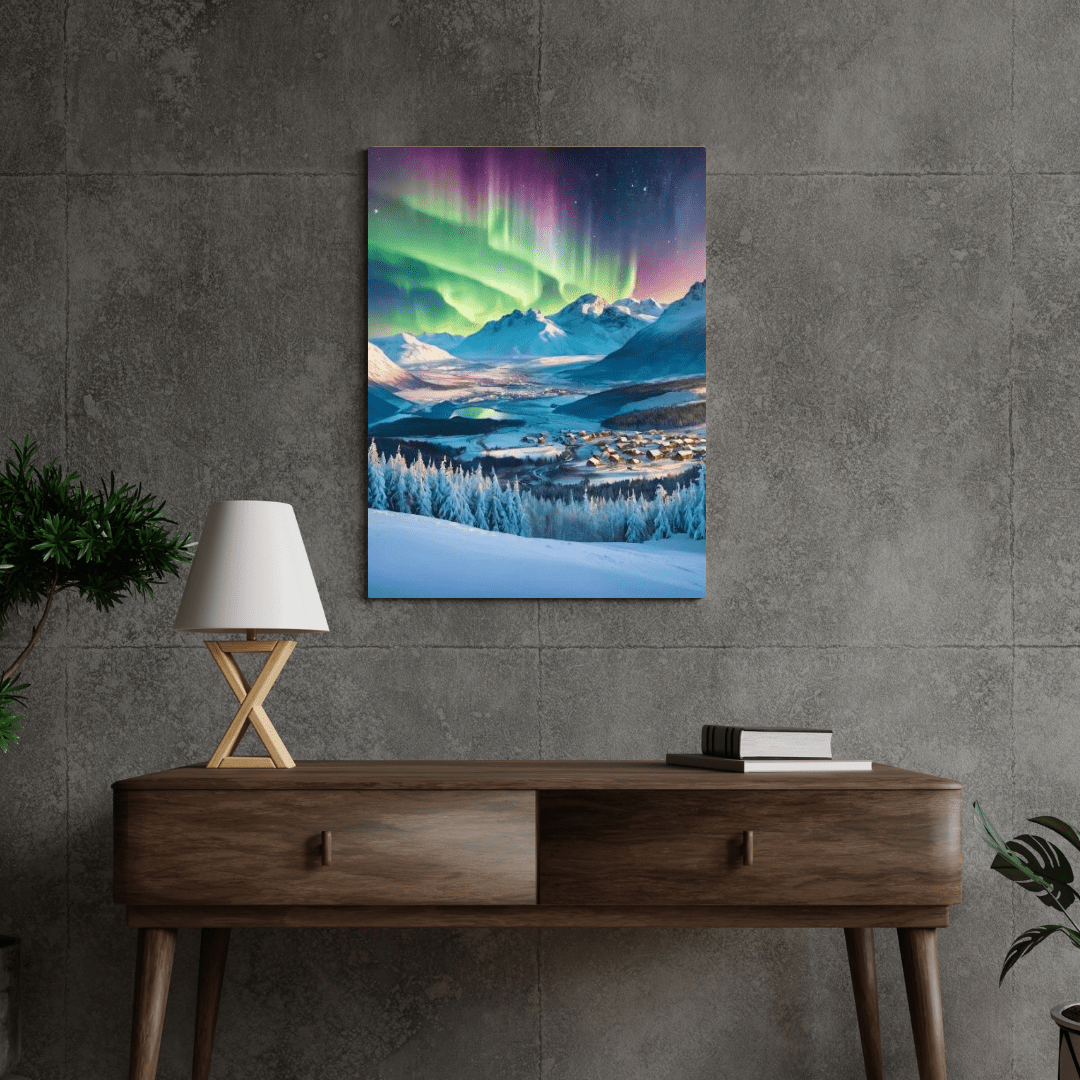 Aurora In The Snow - Scandinavia Wall Art - Aestheticanvas