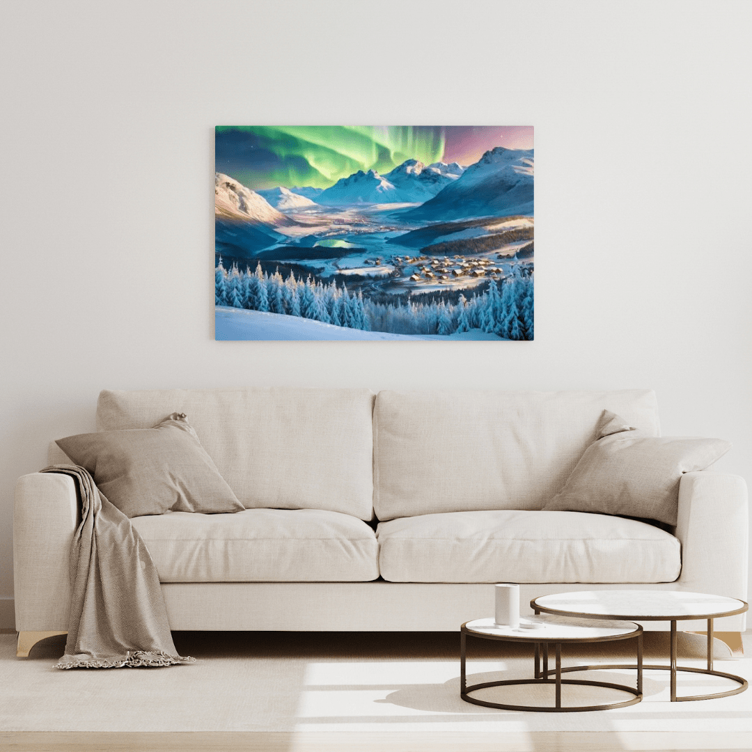 Aurora In The Snow - Scandinavia Wall Art - Aestheticanvas