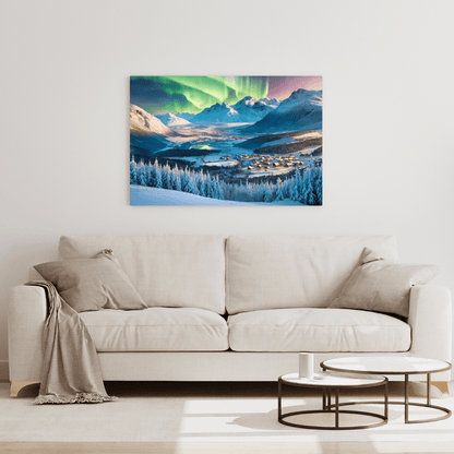 Aurora In The Snow - Scandinavia Wall Art - Aestheticanvas