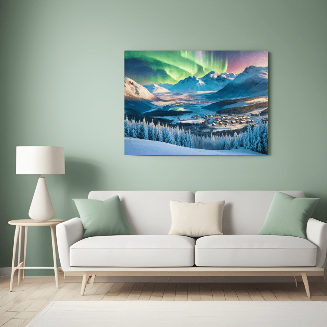 Aurora In The Snow - Scandinavia Wall Art - Aestheticanvas