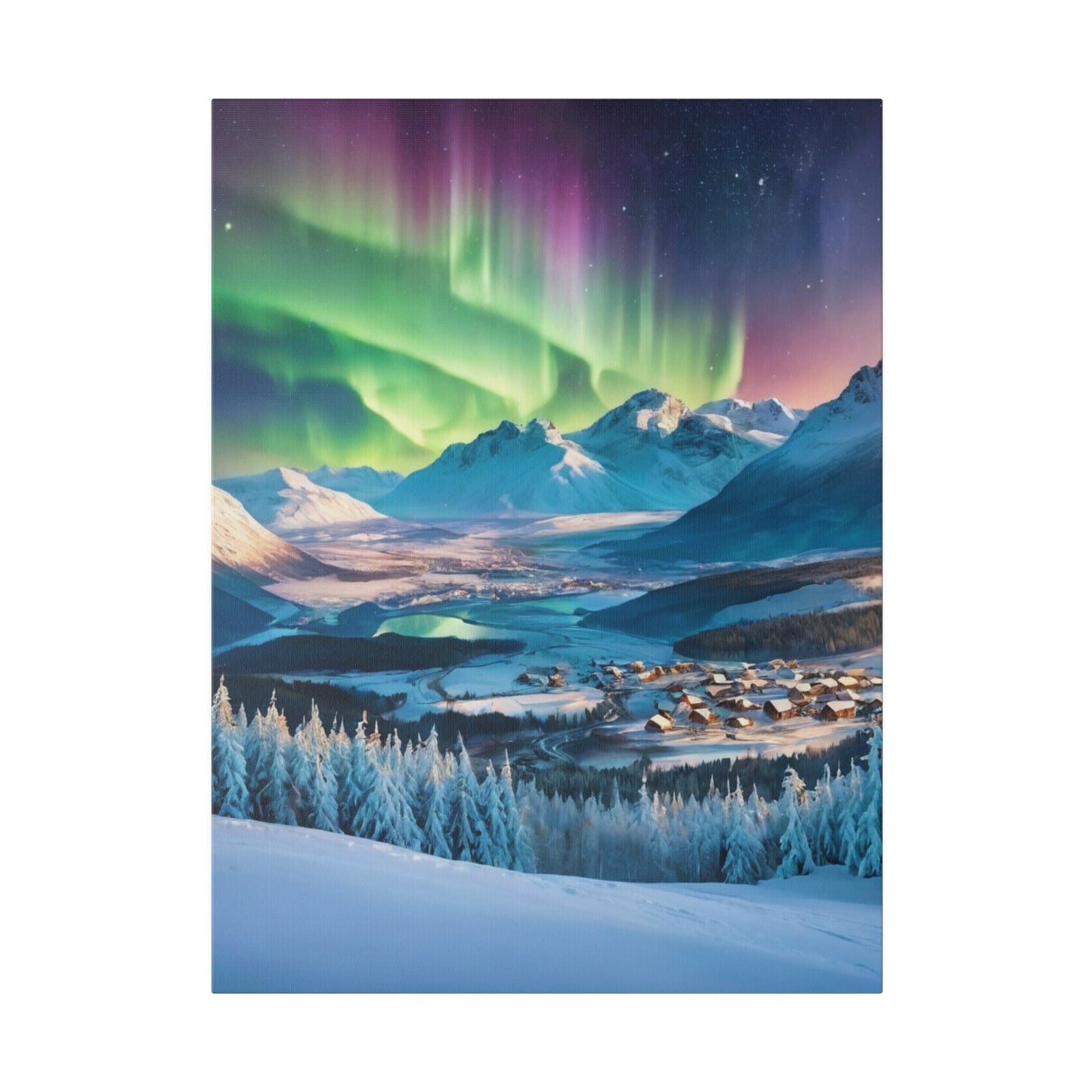 Aurora In The Snow - Scandinavia Wall Art - Aestheticanvas