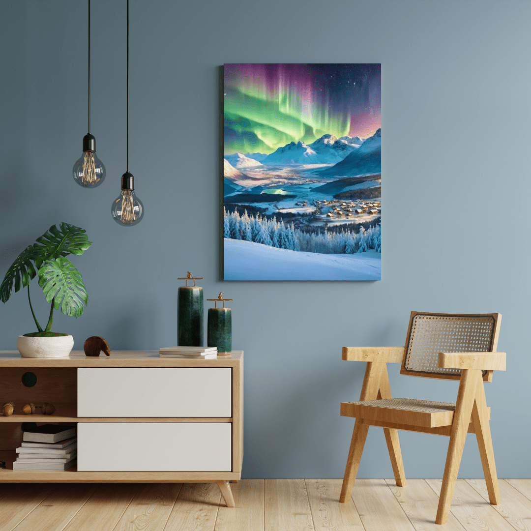 Aurora In The Snow - Scandinavia Wall Art - Aestheticanvas