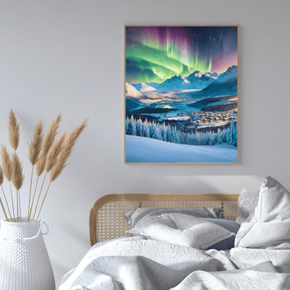 Aurora In The Snow - Scandinavia Wall Art - Aestheticanvas