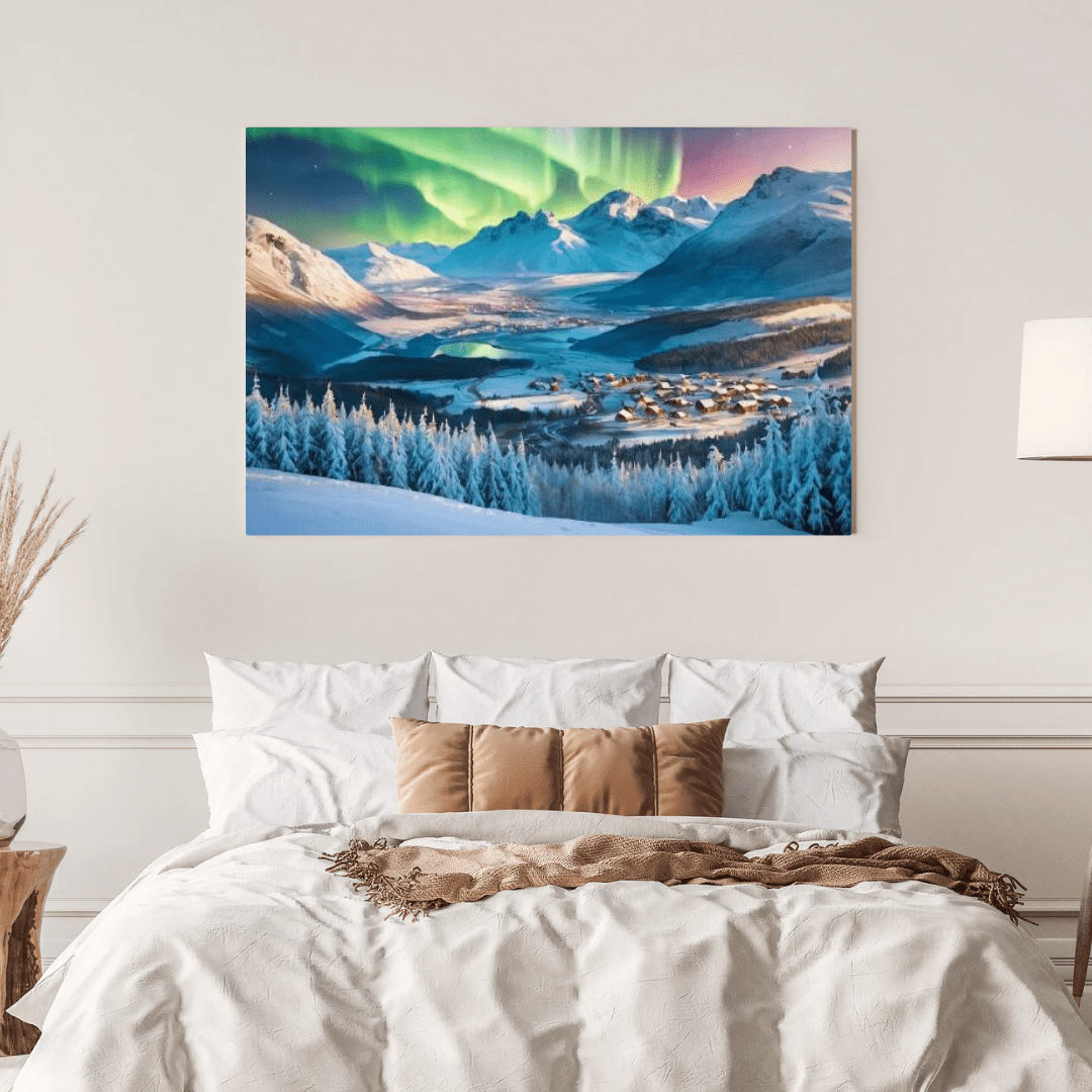 Aurora In The Snow - Scandinavia Wall Art - Aestheticanvas