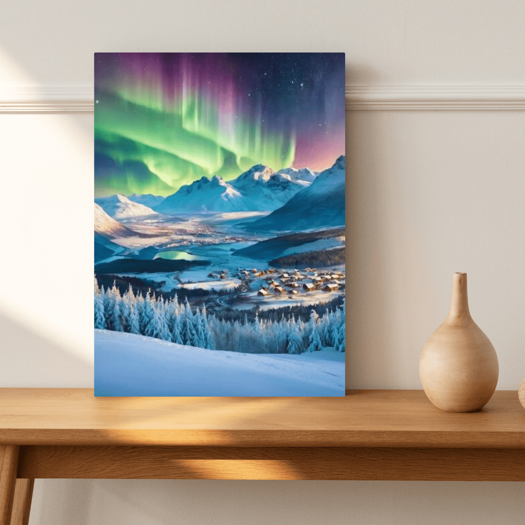 Aurora In The Snow - Scandinavia Wall Art - Aestheticanvas