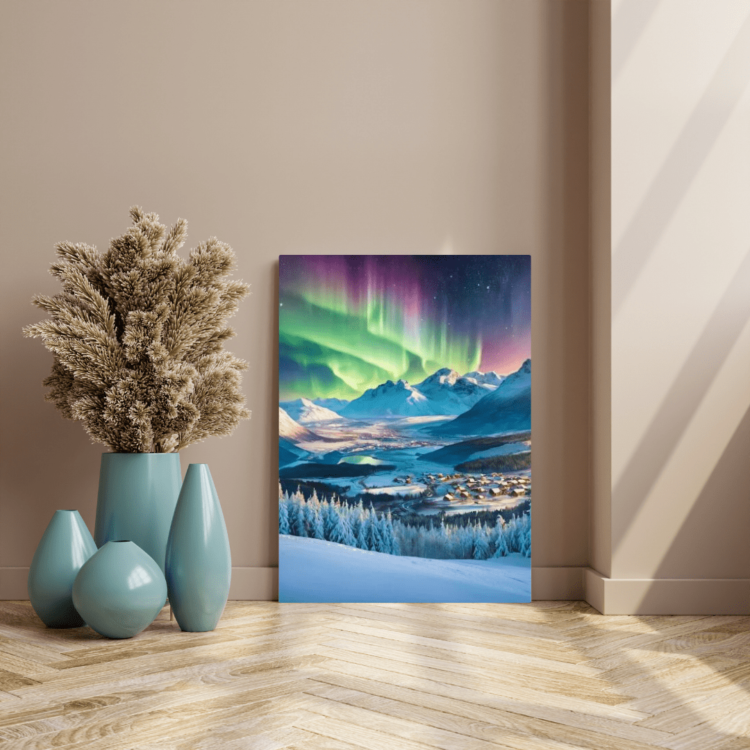 Aurora In The Snow - Scandinavia Wall Art - Aestheticanvas