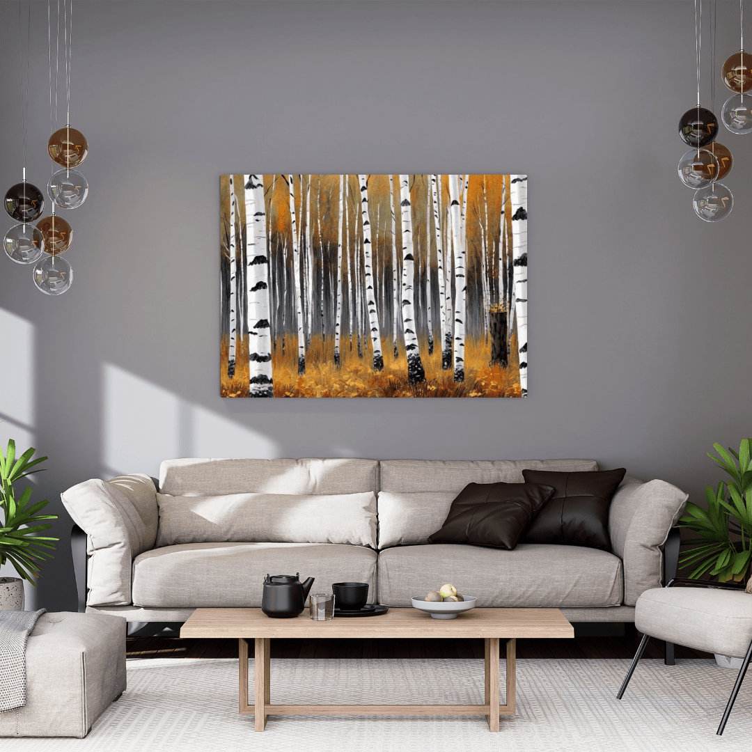 Autumnal Birch Forest - Forest Wall Art - Aestheticanvas