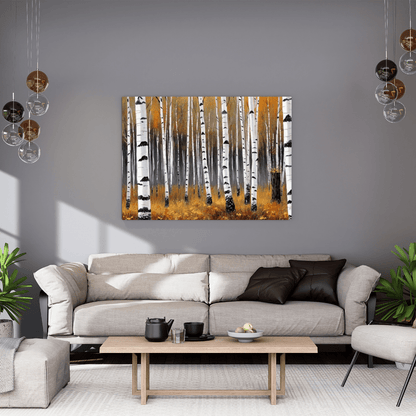 Autumnal Birch Forest - Forest Wall Art - Aestheticanvas