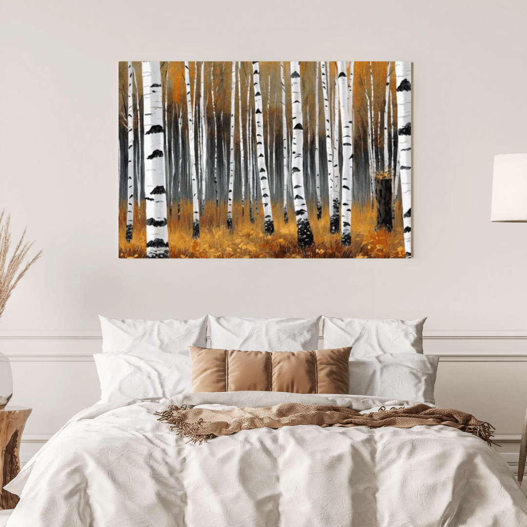 Autumnal Birch Forest - Forest Wall Art - Aestheticanvas