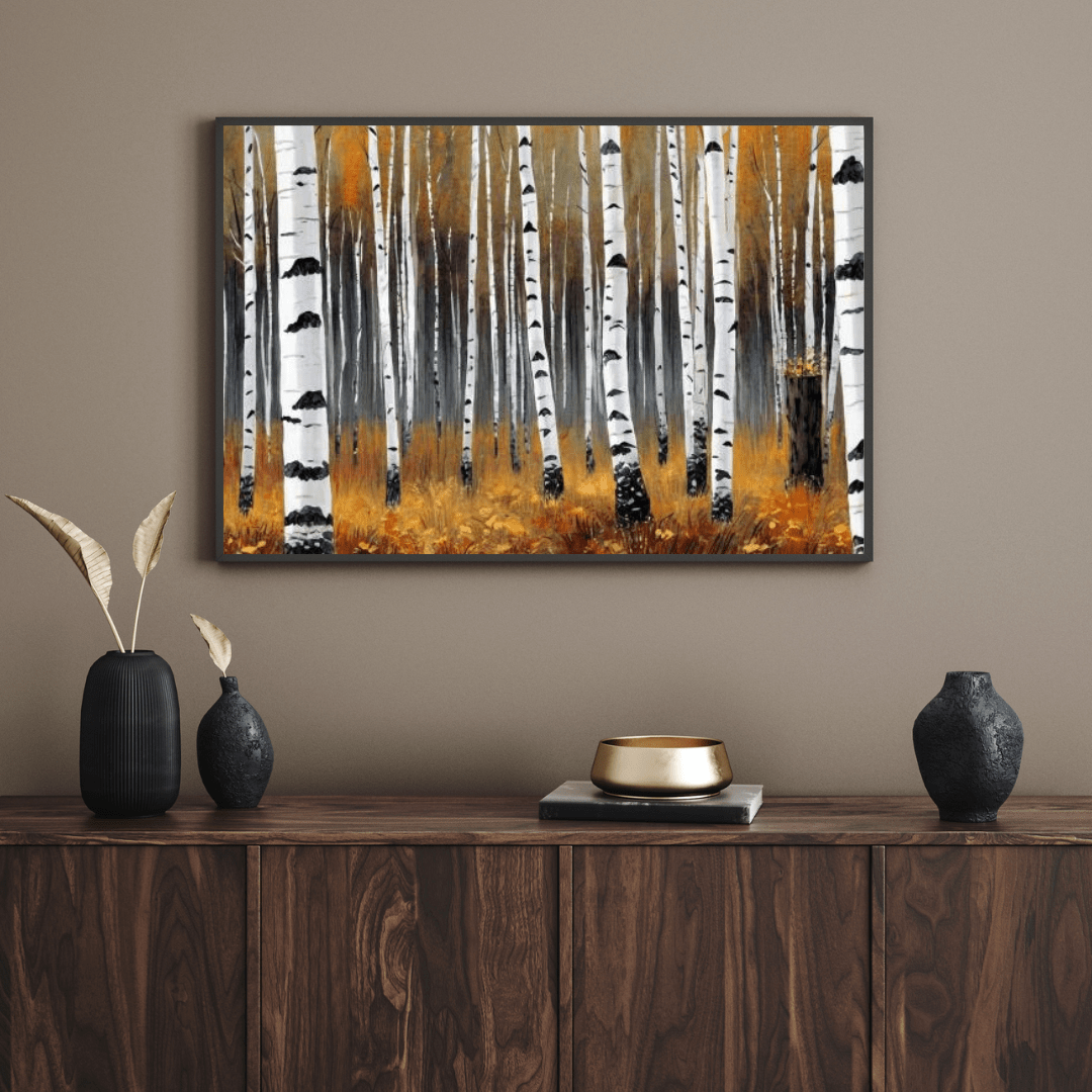 Autumnal Birch Forest - Forest Wall Art - Aestheticanvas