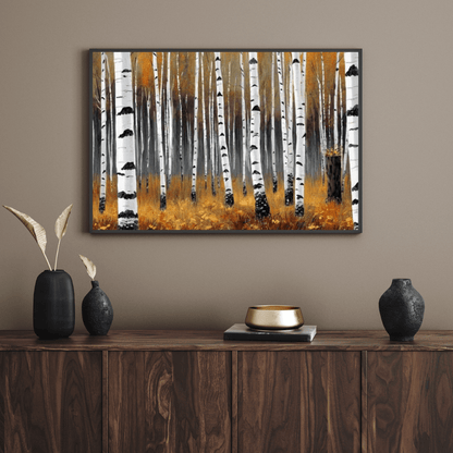 Autumnal Birch Forest - Forest Wall Art - Aestheticanvas