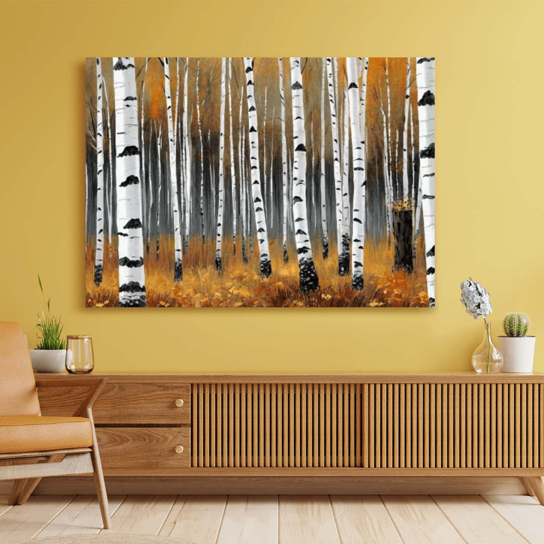 Autumnal Birch Forest - Forest Wall Art - Aestheticanvas