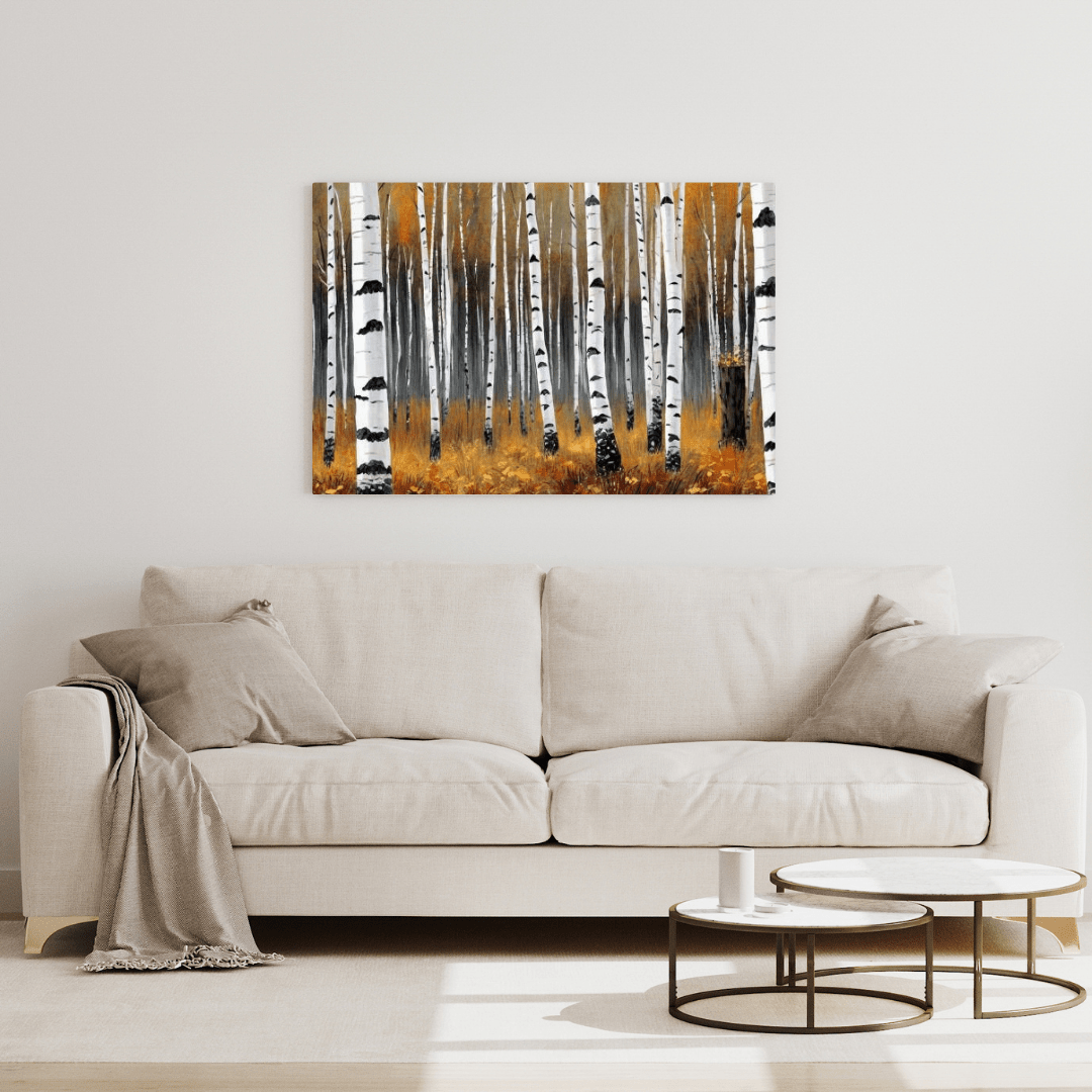 Autumnal Birch Forest - Forest Wall Art - Aestheticanvas