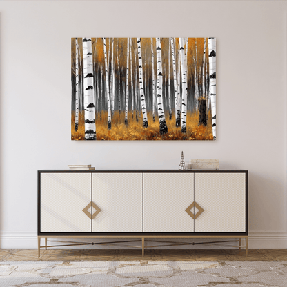 Autumnal Birch Forest - Forest Wall Art - Aestheticanvas