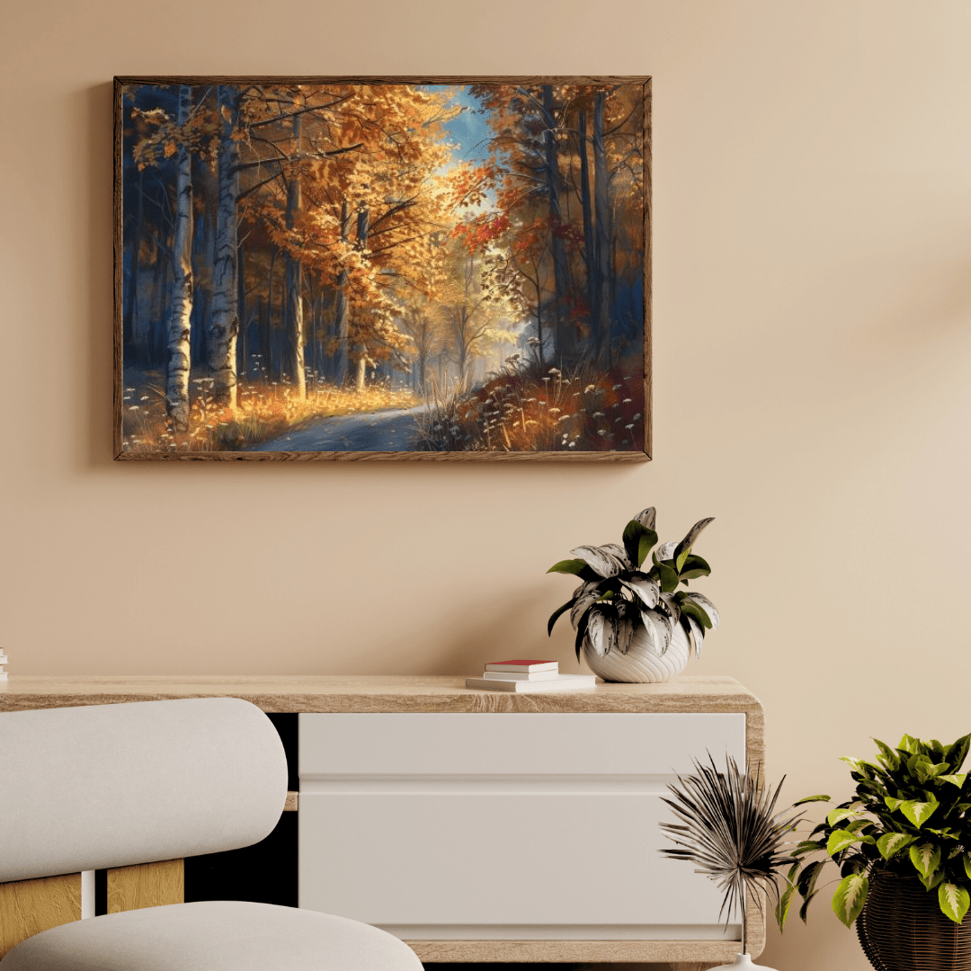 Autumnal Forest Pathway - Landscape Wall Art - Aestheticanvas