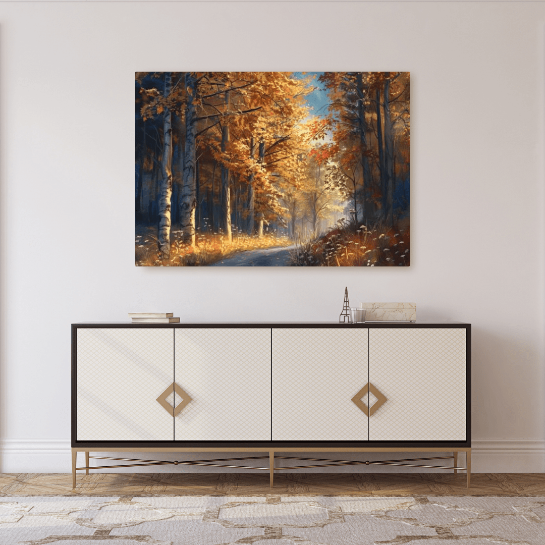 Autumnal Forest Pathway - Landscape Wall Art - Aestheticanvas