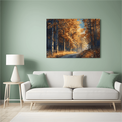 Autumnal Forest Pathway - Landscape Wall Art - Aestheticanvas