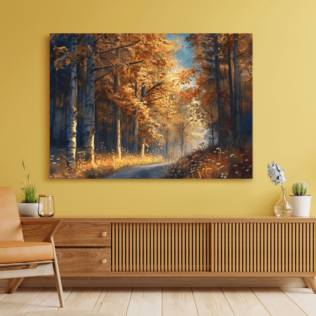 Autumnal Forest Pathway - Landscape Wall Art - Aestheticanvas