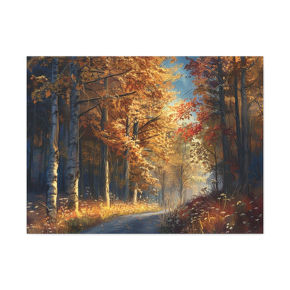 Autumnal Forest Pathway - Landscape Wall Art - Aestheticanvas