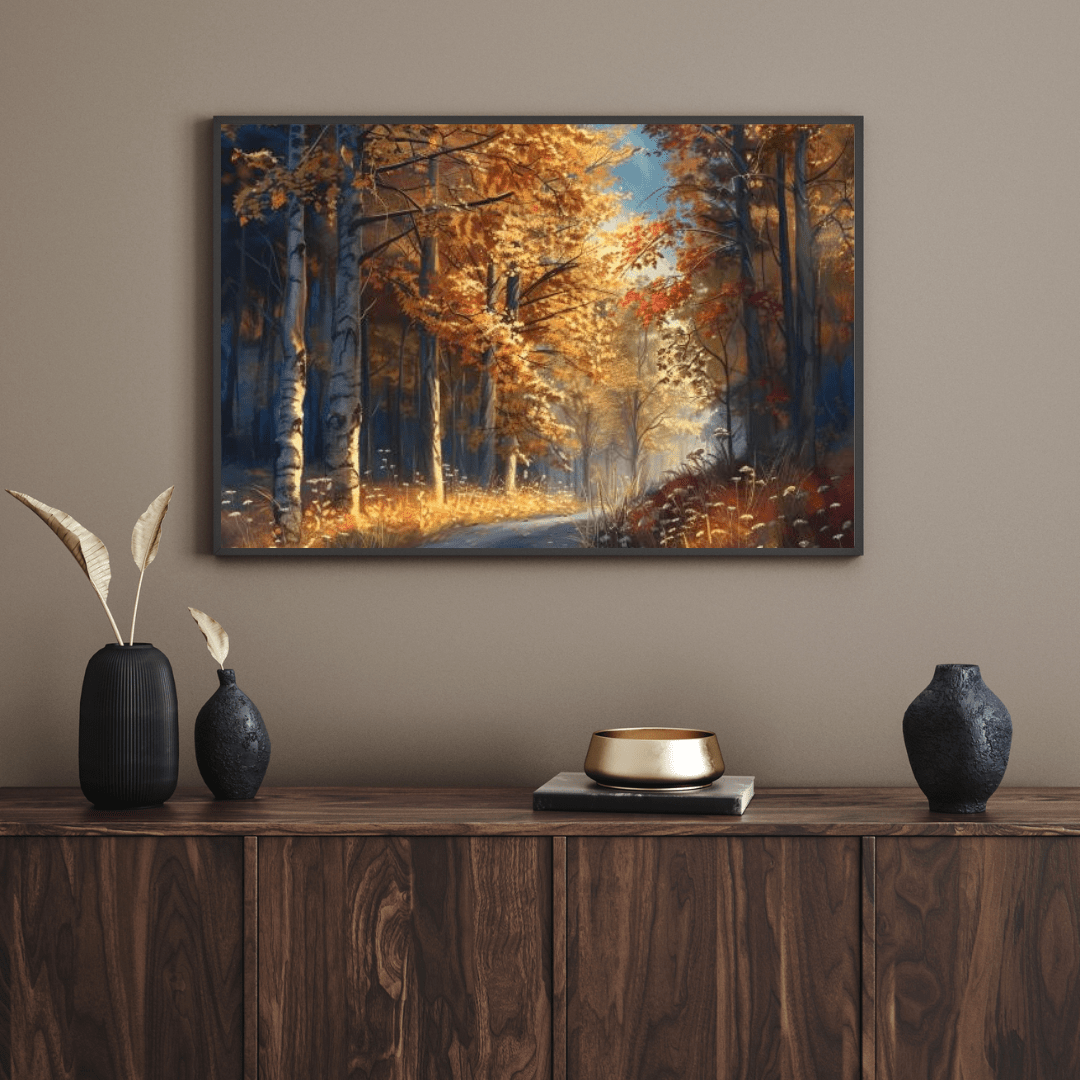 Autumnal Forest Pathway - Landscape Wall Art - Aestheticanvas