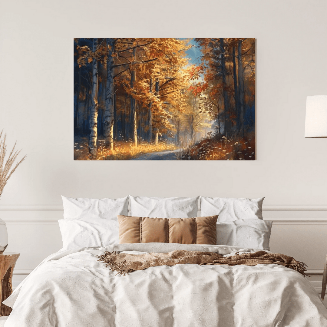 Autumnal Forest Pathway - Landscape Wall Art - Aestheticanvas