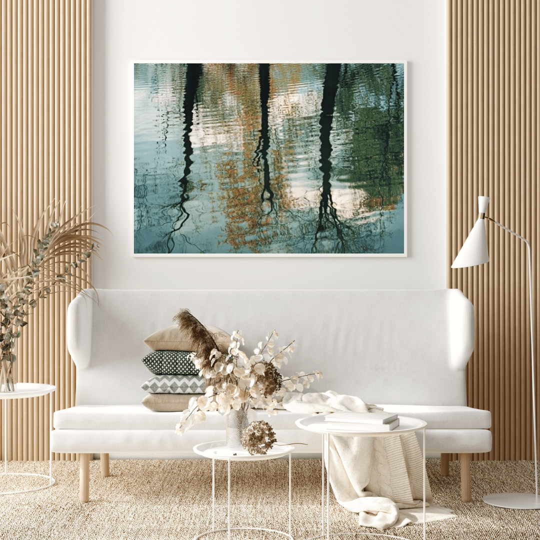 Autumnal Reflections in Tranquil Ripples - Nature Wall Art - Aestheticanvas