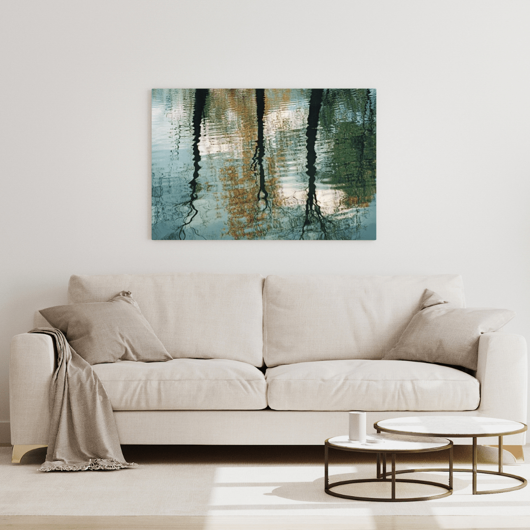 Autumnal Reflections in Tranquil Ripples - Nature Wall Art - Aestheticanvas