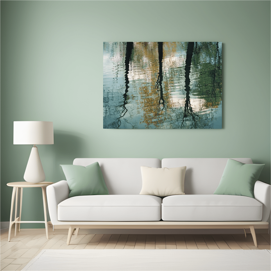 Autumnal Reflections in Tranquil Ripples - Nature Wall Art - Aestheticanvas