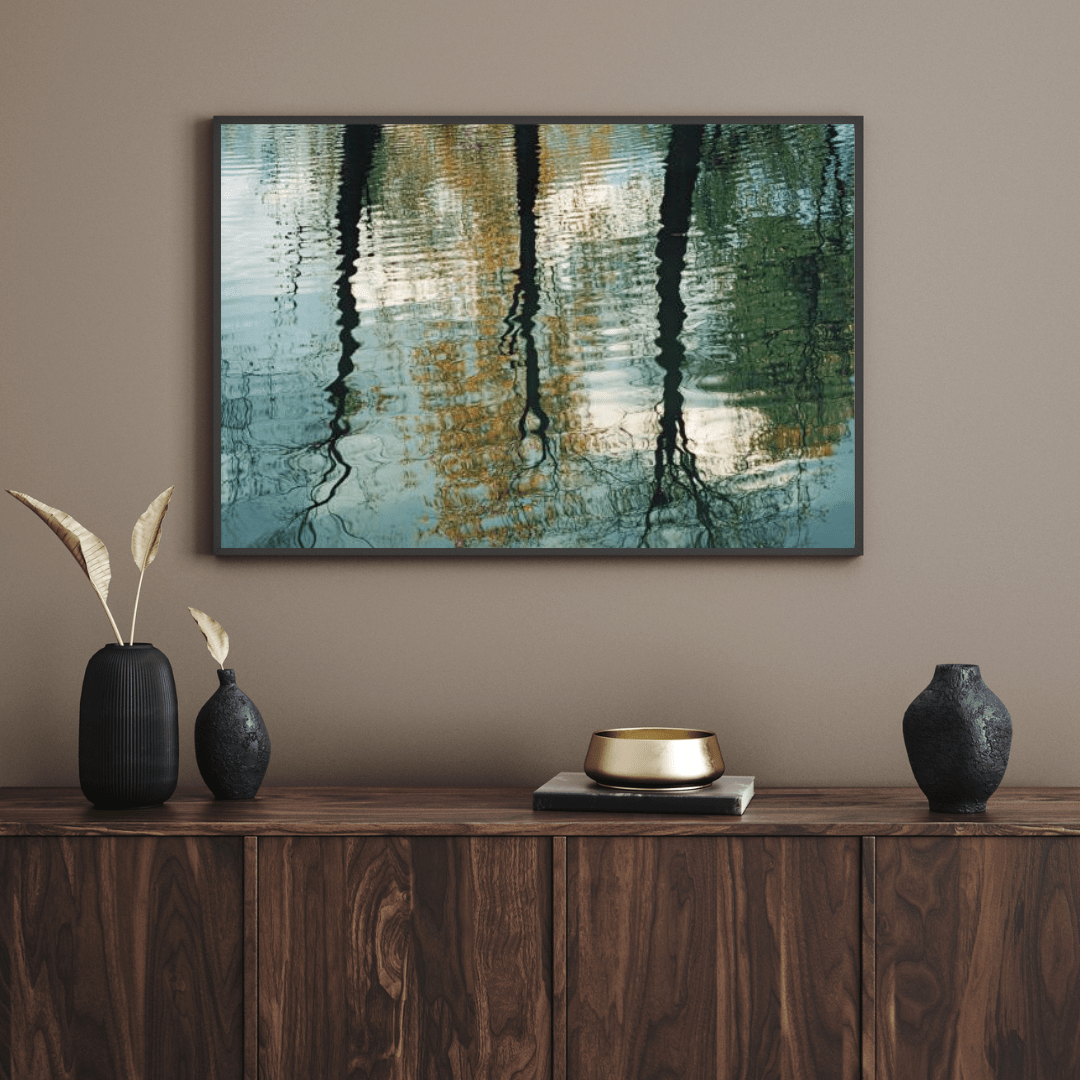 Autumnal Reflections in Tranquil Ripples - Nature Wall Art - Aestheticanvas