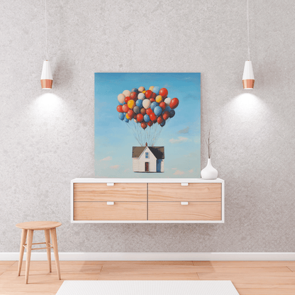 Balloon - Lifted House - Fantasy Canvas Print - Aestheticanvas