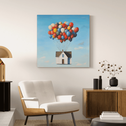 Balloon - Lifted House - Fantasy Canvas Print - Aestheticanvas