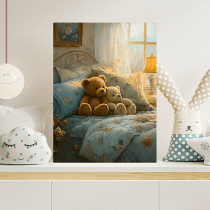 Bedtime Teddy Companions - Kids Wall Art - Aestheticanvas