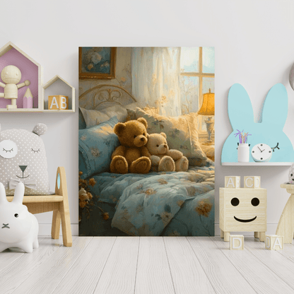 Bedtime Teddy Companions - Kids Wall Art - Aestheticanvas