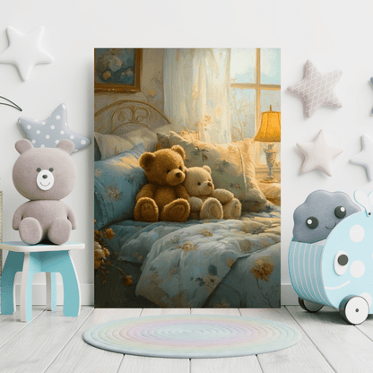 Bedtime Teddy Companions - Kids Wall Art - Aestheticanvas