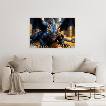 Black Dragon Protecting Gold - Wall Art - Aestheticanvas